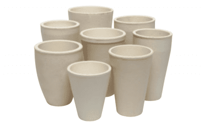 Fire assay crucibles for high temperature testing